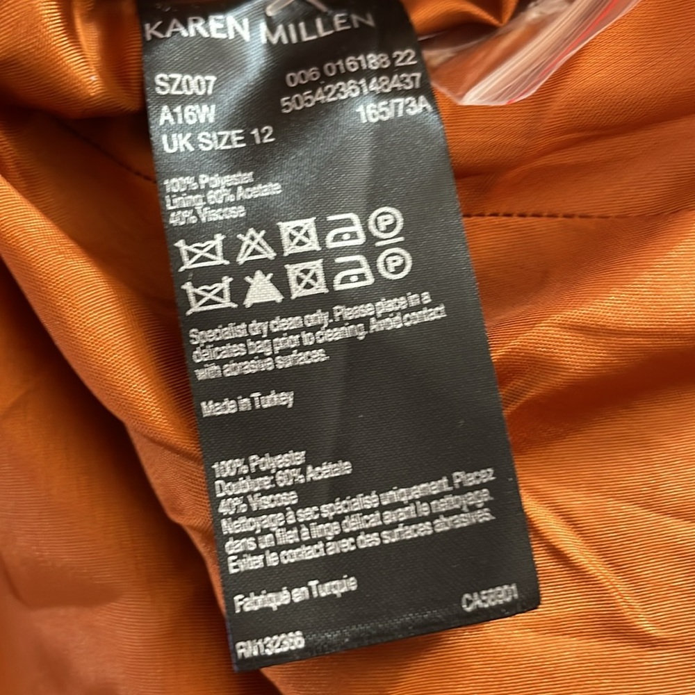 NWT Karen Millen skirt suede polyester size 8 back closure midi pockets - Picture 10 of 14